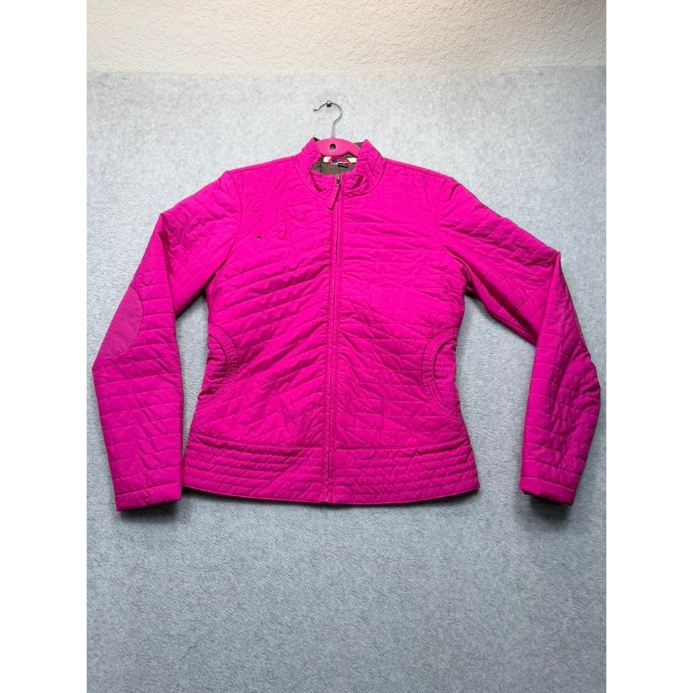 Y2K Oakley Pink Quilted Full Zip Jacket Mock Neck Elbow Magenta Women Small